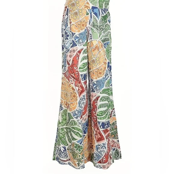 FARM Rio Tropical Tile Linen Pants Multi - Picture 1 of 3